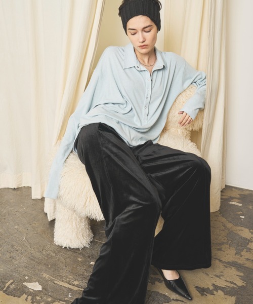 VION（ヴィオン）の「ベロアイージーパンツ / Velour Easy Pants（スウェットパンツ・レディース・ネイビー/ブラック・SMALL/MEDIUM）」の13枚目の写真