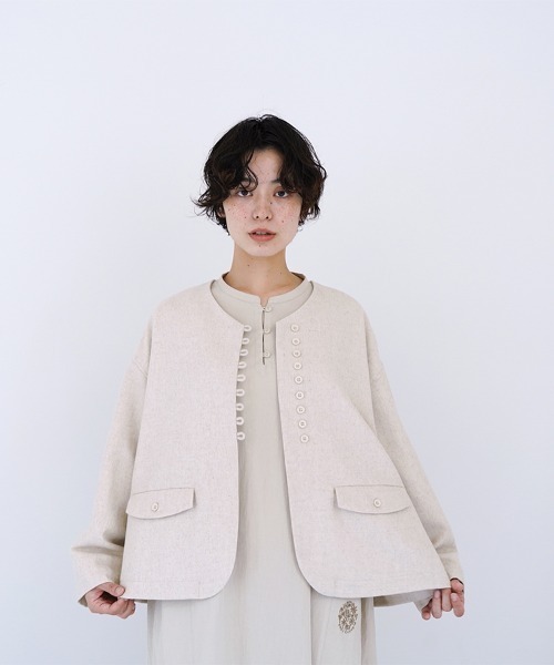 新品　オオカミと白い雲のスワロー　オオカミとフクロウ　半袖　2枚 オオカミと新しい朝と灯りと（ノーカラージャケット）｜オオカミ