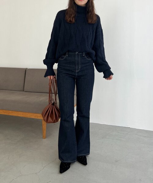 CAPRICIEUX LE'MAGE（カプリシューレマージュ）の「【低身長サイズあり】フレアデニム（デニムパンツ・レディース・インディゴブルー・38/36/PS）」の6枚目の写真