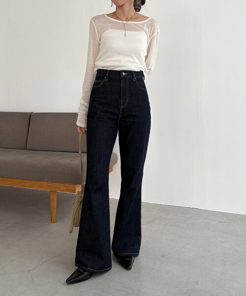 CAPRICIEUX LE'MAGE（カプリシューレマージュ）の「【低身長サイズあり】フレアデニム（デニムパンツ・レディース・インディゴブルー・38/36/PS）」の7枚目の写真