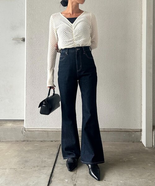 CAPRICIEUX LE'MAGE（カプリシューレマージュ）の「【低身長サイズあり】フレアデニム（デニムパンツ・レディース・インディゴブルー・38/36/PS）」の9枚目の写真