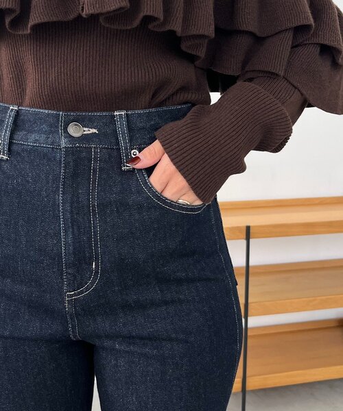 CAPRICIEUX LE'MAGE（カプリシューレマージュ）の「【低身長サイズあり】フレアデニム（デニムパンツ・レディース・インディゴブルー・38/36/PS）」の15枚目の写真