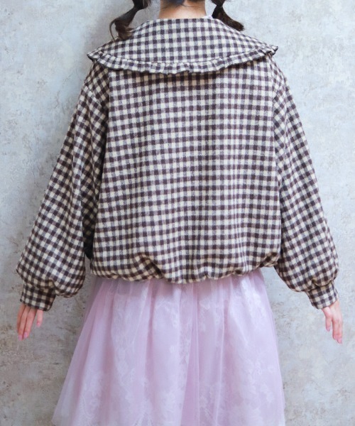 axes femme POETIQUE（アクシーズファムポエティック）の「ビッグ衿バルーン起毛ブルゾン（その他アウター・レディース・ブラック/ホワイト/ブラウン・MEDIUM）」の6枚目の写真