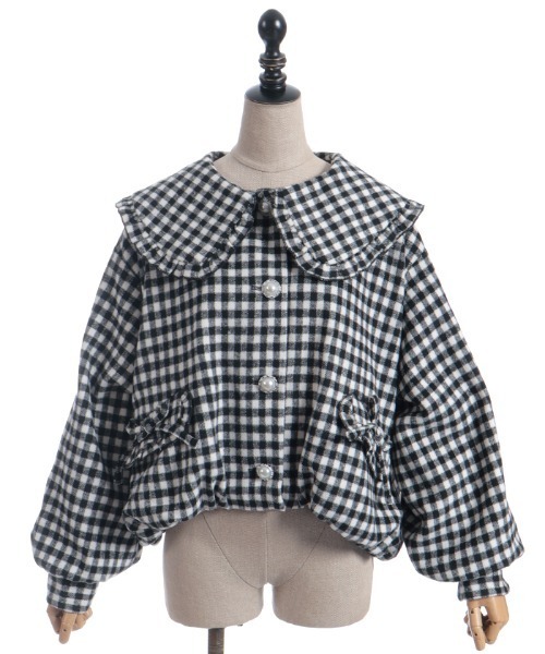 axes femme POETIQUE（アクシーズファムポエティック）の「ビッグ衿バルーン起毛ブルゾン（その他アウター・レディース・ブラック/ホワイト/ブラウン・MEDIUM）」の12枚目の写真