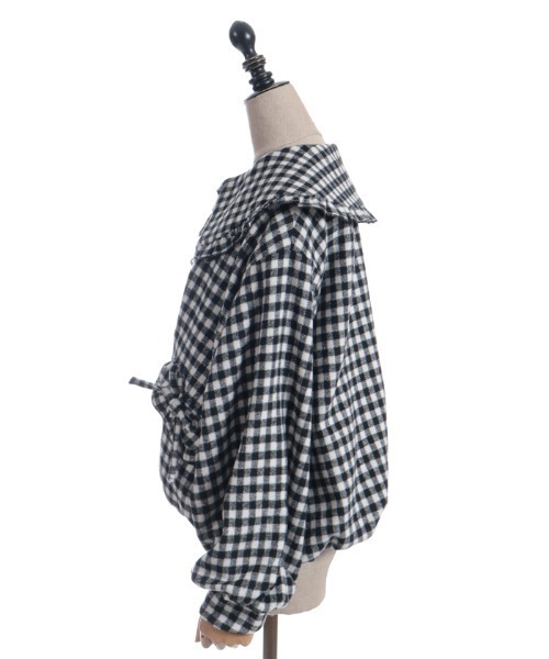 axes femme POETIQUE（アクシーズファムポエティック）の「ビッグ衿バルーン起毛ブルゾン（その他アウター・レディース・ブラック/ホワイト/ブラウン・MEDIUM）」の13枚目の写真