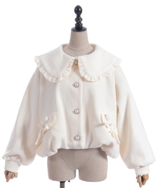 axes femme POETIQUE（アクシーズファムポエティック）の「ビッグ衿バルーン起毛ブルゾン（その他アウター・レディース・ブラック/ホワイト/ブラウン・MEDIUM）」の20枚目の写真