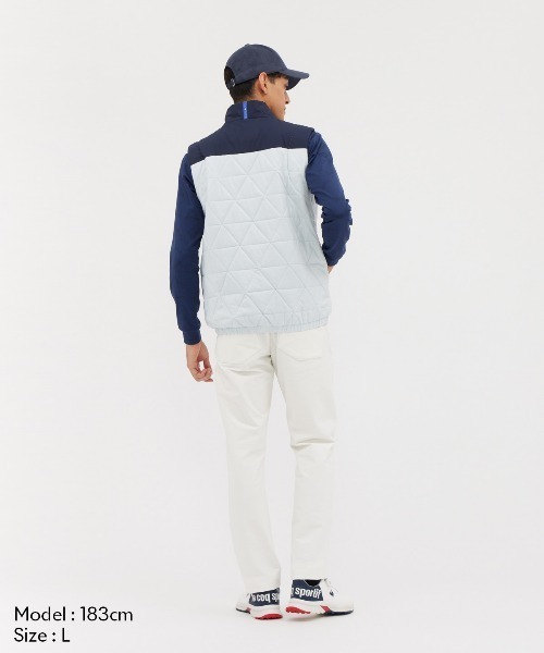 le coq sportif GOLF(ルコックスポルティフゴルフ)の「【le coq sportif GOLF】撥水/防風/保温中綿2WAYブルゾン【袖取り外し可能】 ゴルフウェア(ブルゾン・メンズ・ベージュ/ネイビー/ブルー/グレー・S/M/L/XL/3L)」の22枚目の写真
