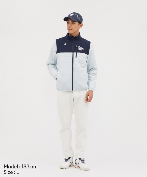 le coq sportif GOLF(ルコックスポルティフゴルフ)の「【le coq sportif GOLF】撥水/防風/保温中綿2WAYブルゾン【袖取り外し可能】 ゴルフウェア(ブルゾン・メンズ・ベージュ/ネイビー/ブルー/グレー・S/M/L/XL/3L)」の21枚目の写真