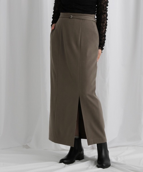 mysty woman(ミスティウーマン)の「スリットナロースカート 605409(スカート・レディース・ブラック/ブラウン/アイボリー・FREE)」の3枚目の写真