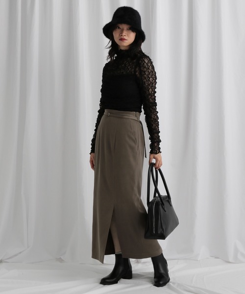 mysty woman(ミスティウーマン)の「スリットナロースカート 605409(スカート・レディース・ブラック/ブラウン/アイボリー・FREE)」の7枚目の写真