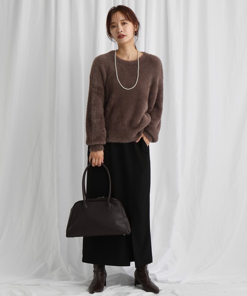 mysty woman(ミスティウーマン)の「スリットナロースカート 605409(スカート・レディース・ブラック/ブラウン/アイボリー・FREE)」の4枚目の写真