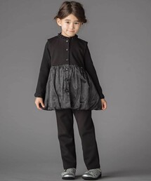 BeBe Petits Pois Vert | ドット切り替えバルーンジレ+ポンチパンツセットアップ(セットアップ)