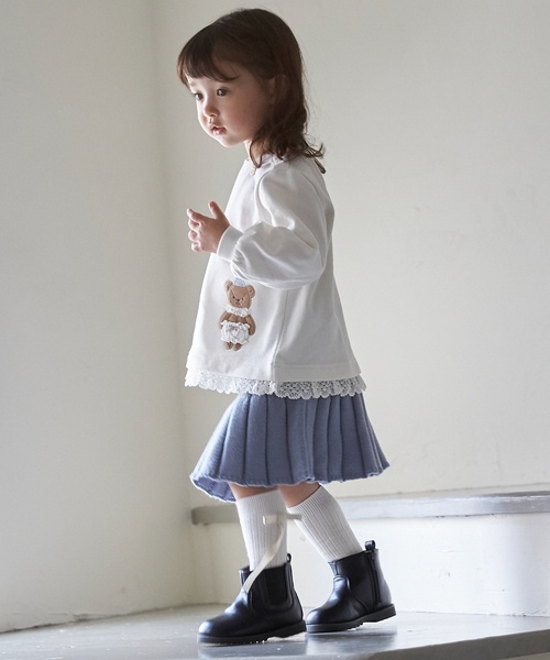 petit main（プティマイン）の「ニットプリーツスカート（スカート・キッズ・ブルー/アイボリー/ピンク/モカ・M(100-110cm)/S(80-90cm)/L(120-130cm)）」の7枚目の写真