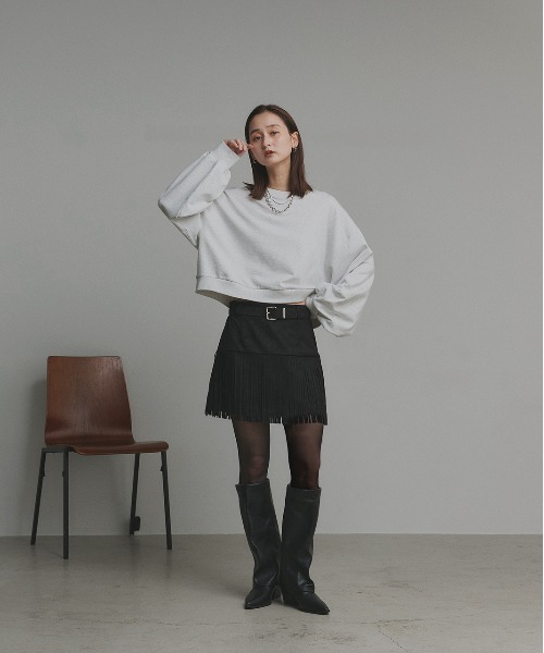 ad thie(アドティエ)の「ベルトセット スエード フリンジミニスカート(スカート・レディース・ベージュ/ブラウン/ブラック・FREE)」の11枚目の写真