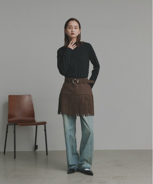 ad thie(アドティエ)の「ベルトセット スエード フリンジミニスカート(スカート・レディース・ベージュ/ブラウン/ブラック・FREE)」の20枚目の写真
