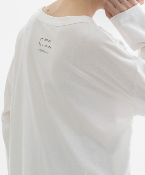 nop de nod(ノップドゥノッド)の「USコットン書き文字ロゴ刺繍ロンT(Tシャツ/カットソー・レディース・オフホワイト/レッド/ブラック・M)」の5枚目の写真