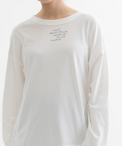 nop de nod(ノップドゥノッド)の「USコットン書き文字ロゴ刺繍ロンT(Tシャツ/カットソー・レディース・オフホワイト/レッド/ブラック・M)」の6枚目の写真