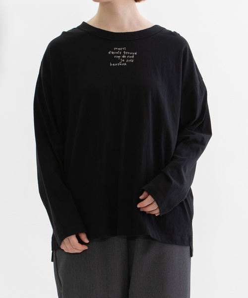 nop de nod(ノップドゥノッド)の「USコットン書き文字ロゴ刺繍ロンT(Tシャツ/カットソー・レディース・オフホワイト/レッド/ブラック・M)」の11枚目の写真