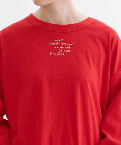 nop de nod(ノップドゥノッド)の「USコットン書き文字ロゴ刺繍ロンT(Tシャツ/カットソー・レディース・オフホワイト/レッド/ブラック・M)」の22枚目の写真