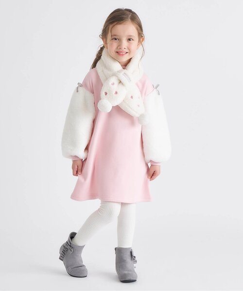 apres les cours（アプレレクール）の「ハート・さくらんぼボアマフラー（マフラー・キッズ・アイボリー/ピンク・140/120）」の3枚目の写真