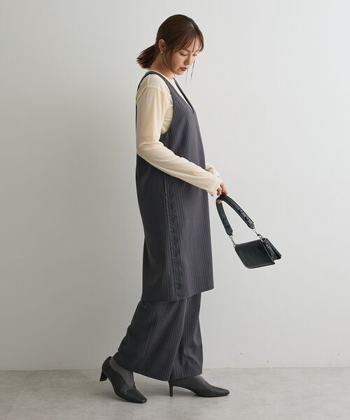 CRAFT STANDARD BOUTIQUE(クラフトスタンダードブティック)の「レース付きピンストライプジャンパースカート(ジャンパースカート・レディース・ブラウン系その他4/グレー系その他2・FREE)」の11枚目の写真