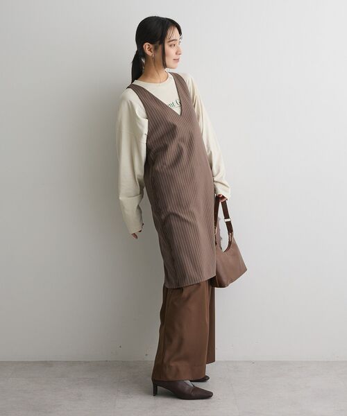 CRAFT STANDARD BOUTIQUE(クラフトスタンダードブティック)の「レース付きピンストライプジャンパースカート(ジャンパースカート・レディース・ブラウン系その他4/グレー系その他2・FREE)」の16枚目の写真