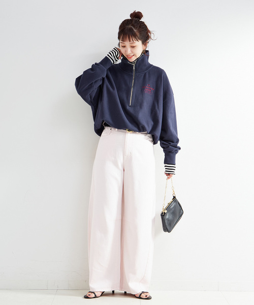 B.C STOCK（ベーセーストック）の「ウォッシャブル / ハーフジップテリービッグドルマンプルオーバー（スウェット・レディース・カーキ/チャコールグレー/ネイビー・FREE）」の17枚目の写真