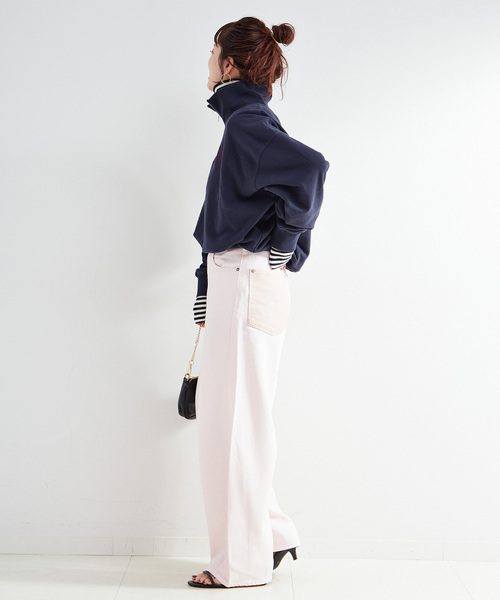 B.C STOCK（ベーセーストック）の「ウォッシャブル / ハーフジップテリービッグドルマンプルオーバー（スウェット・レディース・カーキ/チャコールグレー/ネイビー・FREE）」の18枚目の写真