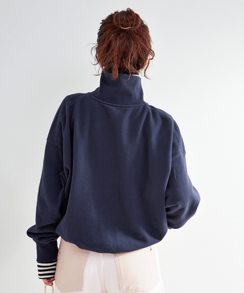 B.C STOCK（ベーセーストック）の「ウォッシャブル / ハーフジップテリービッグドルマンプルオーバー（スウェット・レディース・カーキ/チャコールグレー/ネイビー・FREE）」の22枚目の写真