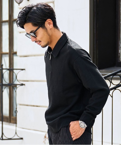 BENUSTA(ベヌスタ)の「『BENUSTA /ベヌスタ』ハーフジップトレーナー【GC】(スウェット・メンズ・グレー/ブラック・XL/L)」の14枚目の写真