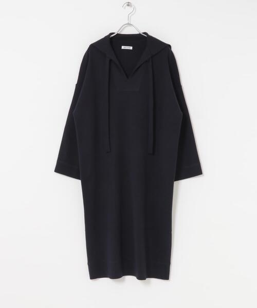 FORK&SPOON(フォークアンドスプーン)の「FORK&SPOON セーラーカラーニットワンピース(ワンピース・レディース・チャコールグレー/ネイビー・1)」の3枚目の写真