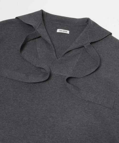 FORK&SPOON(フォークアンドスプーン)の「FORK&SPOON セーラーカラーニットワンピース(ワンピース・レディース・チャコールグレー/ネイビー・1)」の13枚目の写真