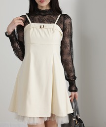 pumpkin port（パンプキンポート）の「裾チュールレース ベルト付 ミニチュニックワンピース（チュニック）」