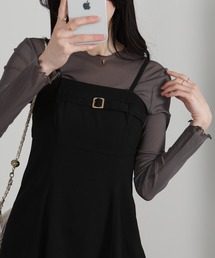 pumpkin port（パンプキンポート）の「裾チュールレース ベルト付 ミニチュニックワンピース（チュニック）」