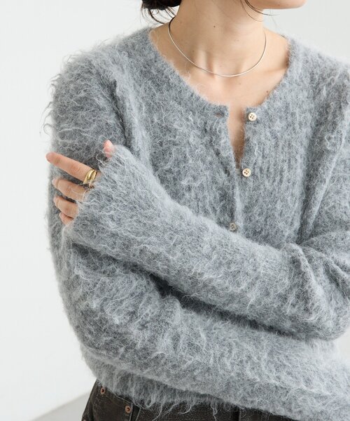 RIVE DROITE(リヴドロワ)の「【ふんわり柔らか】ヘアリーショートカーディガン(カーディガン/ボレロ・レディース・グレー/ブルー・FREE)」の2枚目の写真