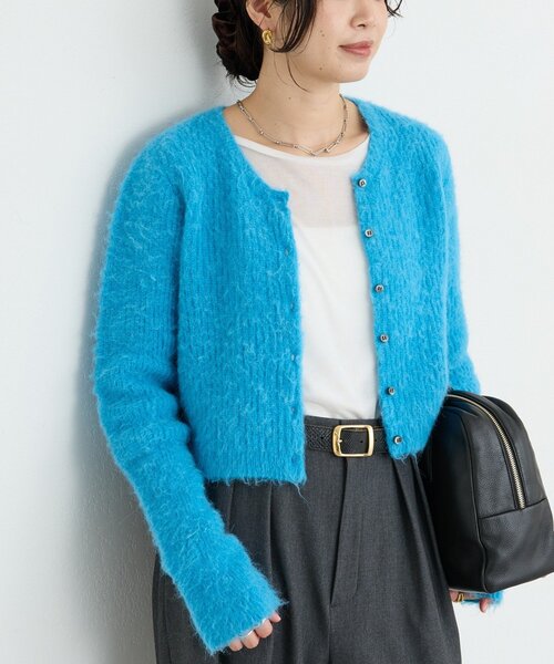 RIVE DROITE(リヴドロワ)の「【ふんわり柔らか】ヘアリーショートカーディガン(カーディガン/ボレロ・レディース・グレー/ブルー・FREE)」の1枚目の写真