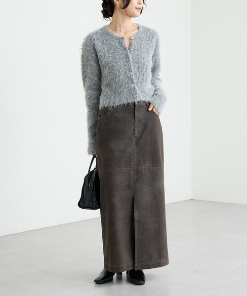 RIVE DROITE(リヴドロワ)の「【ふんわり柔らか】ヘアリーショートカーディガン(カーディガン/ボレロ・レディース・グレー/ブルー・FREE)」の4枚目の写真