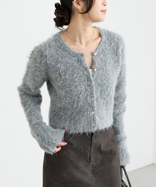 RIVE DROITE(リヴドロワ)の「【ふんわり柔らか】ヘアリーショートカーディガン(カーディガン/ボレロ・レディース・グレー/ブルー・FREE)」の7枚目の写真