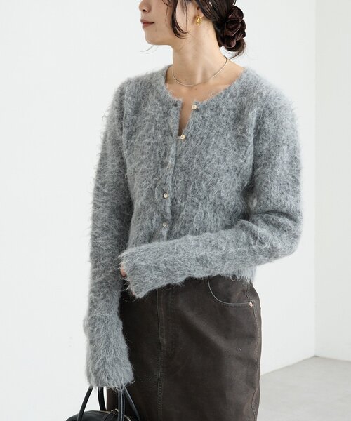 RIVE DROITE(リヴドロワ)の「【ふんわり柔らか】ヘアリーショートカーディガン(カーディガン/ボレロ・レディース・グレー/ブルー・FREE)」の8枚目の写真