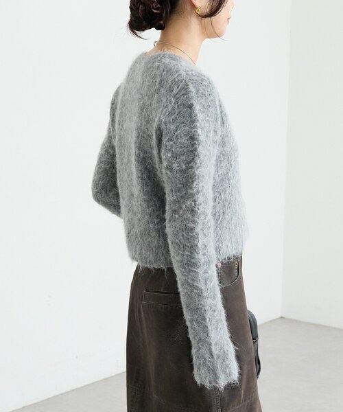 RIVE DROITE(リヴドロワ)の「【ふんわり柔らか】ヘアリーショートカーディガン(カーディガン/ボレロ・レディース・グレー/ブルー・FREE)」の9枚目の写真