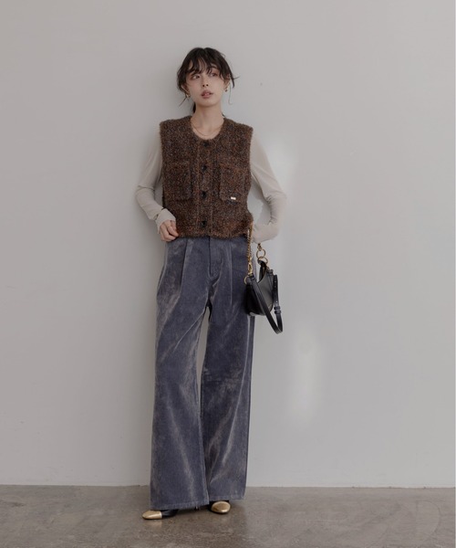 Eimee Law（エイミーロウ）の「キラキラニットショートベスト（ベスト・レディース・ブラック/ブラウン/ピンク・FREE）」の4枚目の写真