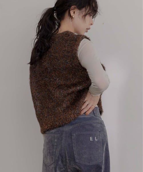 Eimee Law（エイミーロウ）の「キラキラニットショートベスト（ベスト・レディース・ブラック/ブラウン/ピンク・FREE）」の10枚目の写真