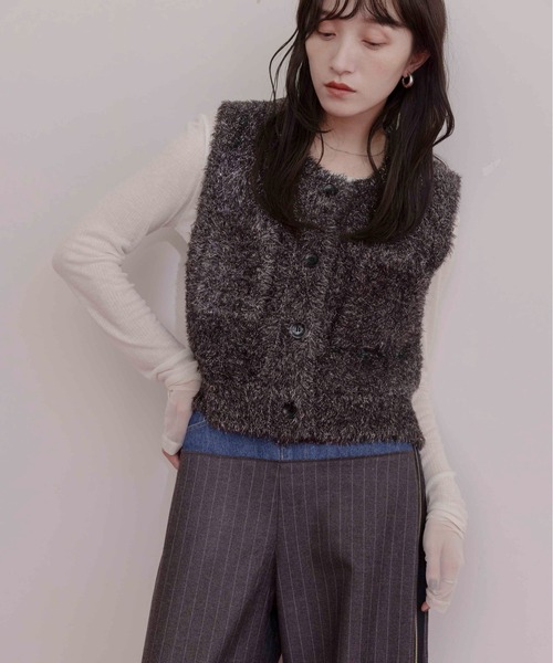 キラキラニットショートベスト（ベスト）｜Eimee Law（エイミーロウ