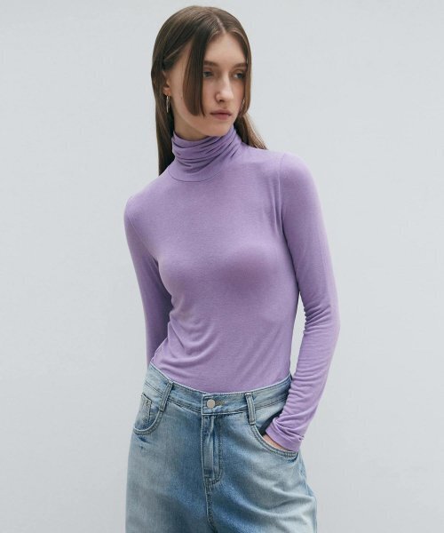 NICK&NICOLE(ニックアンドニコール)の「MINIMAL SLIM TURTLENECK TEE_PURPLE(Tシャツ/カットソー・レディース・その他・FREE)」の1枚目の写真