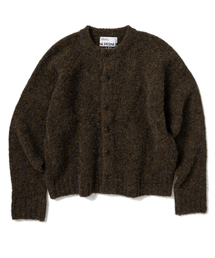 フラッシュシンボルラグランクロップカーディガン - ブラウン