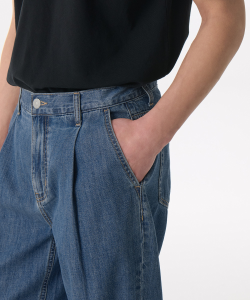 MUSINSA STANDARD（ムシンサスタンダード）の「ライトウェイトワンタックレギュラーフィットデニムパンツ [ミディアムインディゴ]（デニムパンツ・メンズ・その他・29/30/31/33/26/27/28/40/38/42/36/34/32）」の4枚目の写真