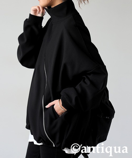 ジャケット・アウター yai 斜めZIP 裏起毛 ジョーゼットジャケット（ブルゾン）｜antiqua