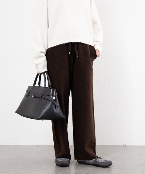 U by SPICK&SPAN（ユーバイスピックアンドスパン）の「ニットパンツ（その他パンツ・レディース・ライトグレー/ブラウン/チャコールグレー・38/36）」の3枚目の写真