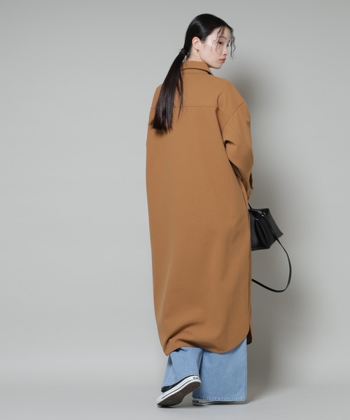 NANO universe（ナノユニバース）の「ソフトメルトンジャージーハーフジップワンピース（ワンピース・レディース・ベージュ系その他/キャメル/チャコール・FREE）」の8枚目の写真