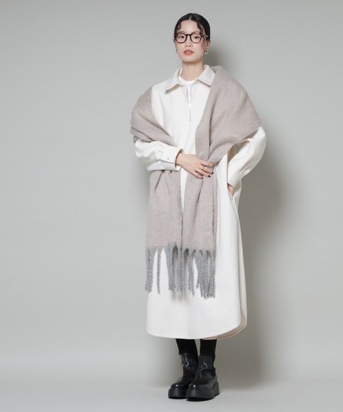 NANO universe（ナノユニバース）の「ソフトメルトンジャージーハーフジップワンピース（ワンピース・レディース・ベージュ系その他/キャメル/チャコール・FREE）」の10枚目の写真